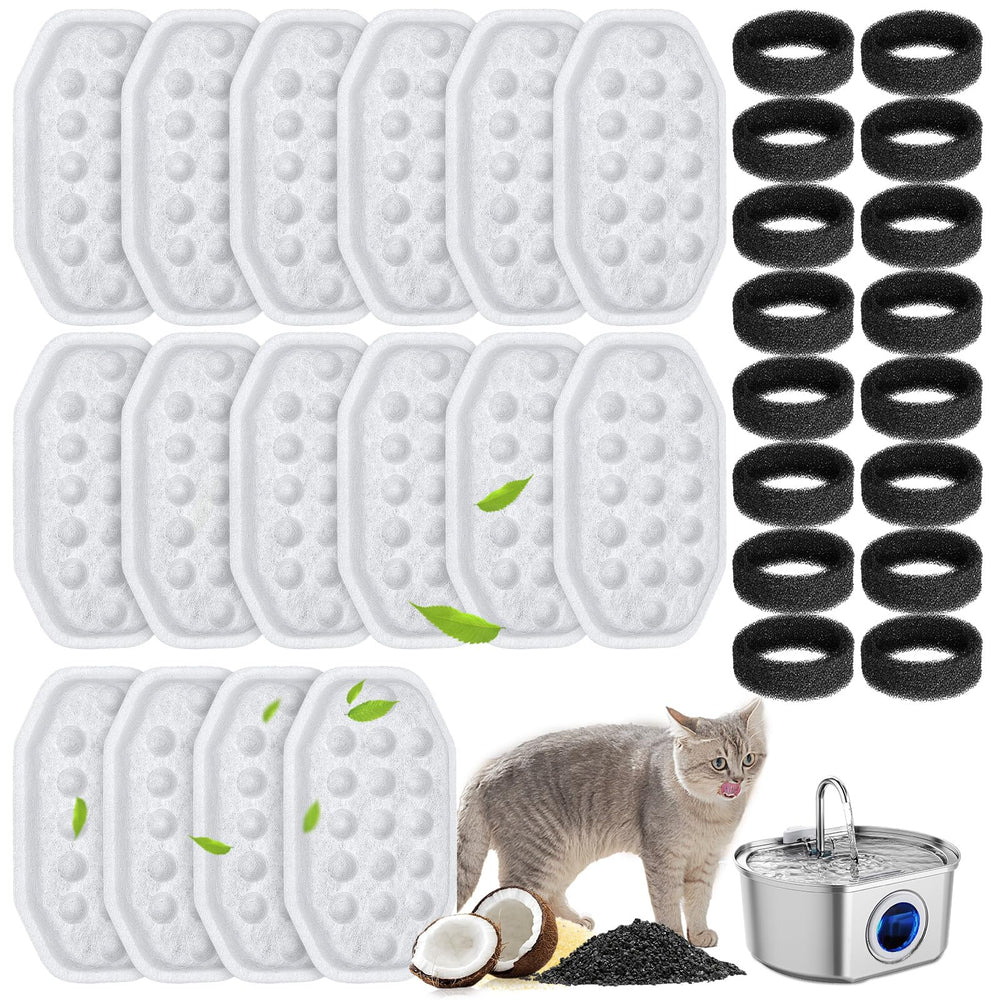 WEIKEY cat fountain filters package with 32 pieces for easy refills and fresh-tasting water
