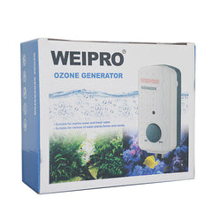 Weipro aquarium ozone generator in use shows active aeration and improved water clarity.
