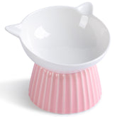 Wellbro ceramic raised cat bowl with tilted design for comfortable feeding