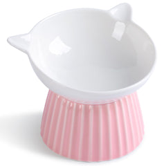 Wellbro ceramic raised cat bowl with tilted design for comfortable feeding