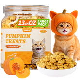 Wellix pumpkin treats - crunchy cat snack highlighting texture and fiber support