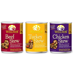 Wellness grain-free stew beef 12.5oz serving with tender beef chunks for a satisfying dinner.