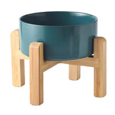 Welloyed raised dog bowl on bamboo stand improves eating posture for comfortable meals.