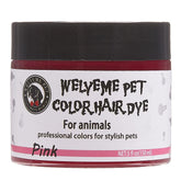 WELYEME dog hair dye bottle for durable bright pink color.