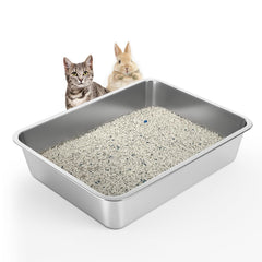 WENBOKMIN stainless-steel cat litter box front view showing durable finish and ease of cleaning