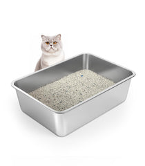 WENBOKMIN stainless steel cat litter box top view highlighting spacious area for easy movement and spill prevention