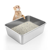 WENBOKMIN stainless steel litter box front view shows rust-resistant, durable construction.