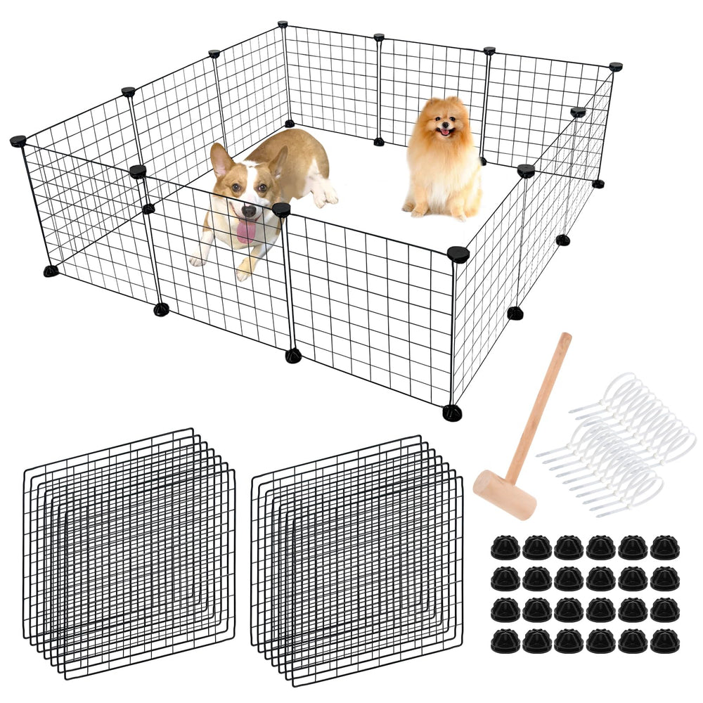Wensdr dog playpen with 12 panels ready for a roomy square layout.