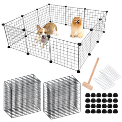 Wensdr dog playpen with 12 panels ready for a roomy square layout.