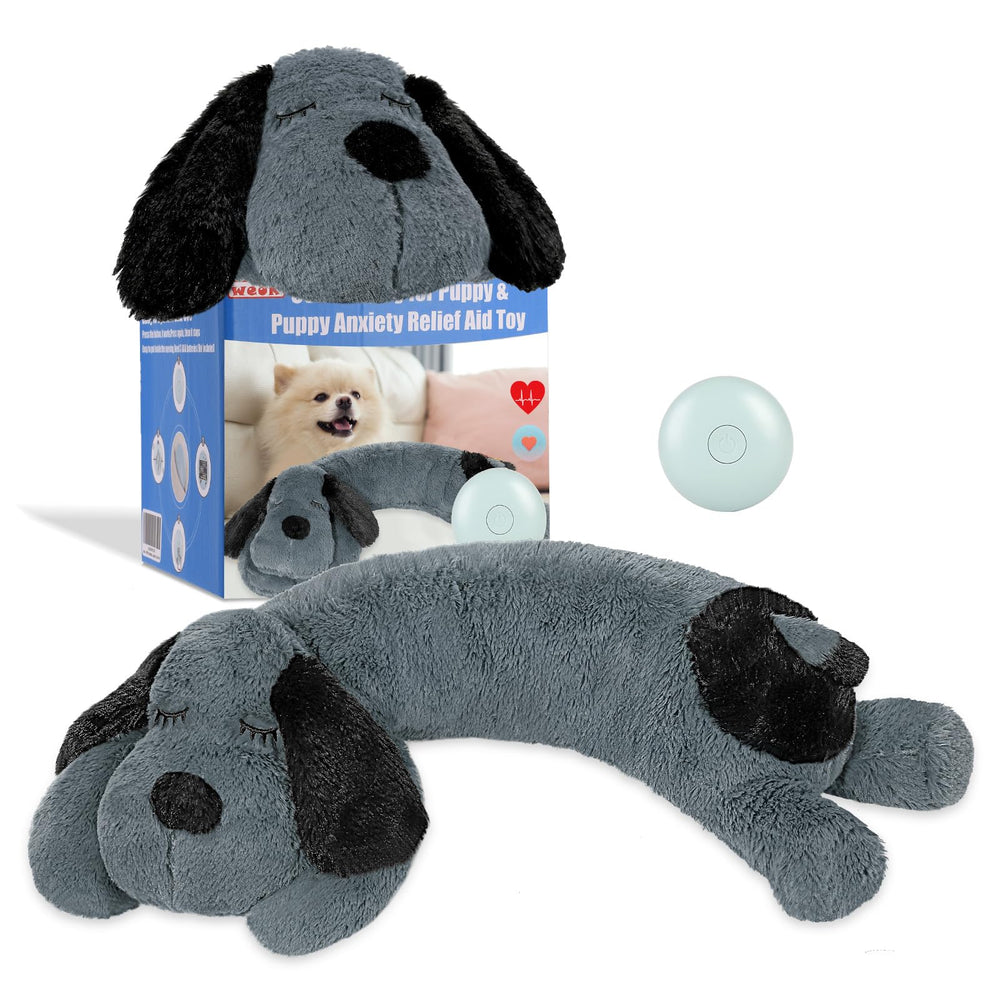 WEOK heartbeat puppy toy closeup showing comforting heartbeat simulation for anxiety relief