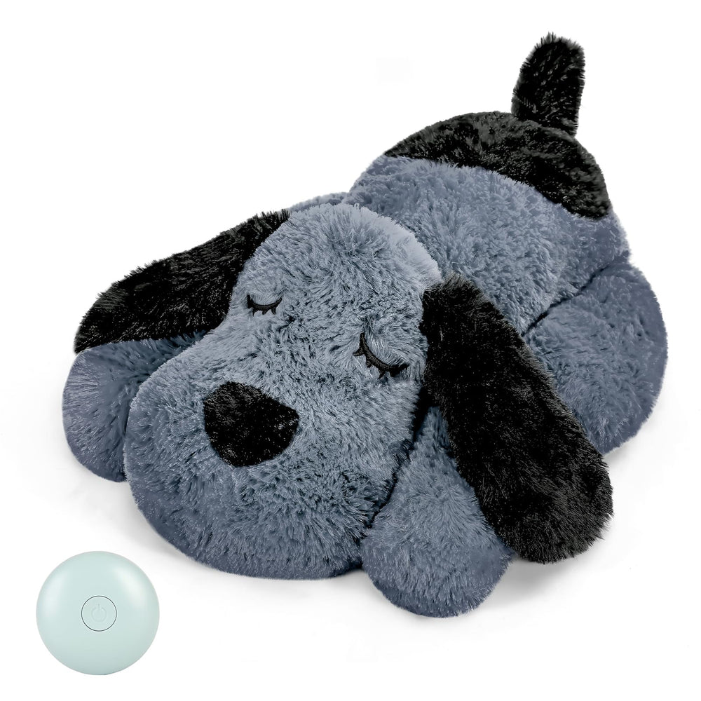 WEOK Heartbeat toy plush closeup shows soft fabric and comforting heartbeat for crate-time calm