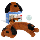 WEOK puppy-heartbeat-toy closeup shows plush comfort with heartbeat mechanism for calming pets