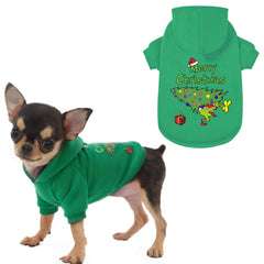 WEORGANIZE Christmas dog hoodie closeup of cozy knit fabric for warmth.