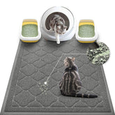 WePet Cat Litter Box Mat Grey XXL 47x36 traps litter and protects floors.