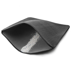 WePet cat litter mat top view highlights honeycomb double-layer litter trapping.