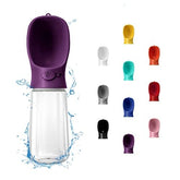 WePet portable dog water bottle shows 19oz capacity, ideal for long walks and hikes.