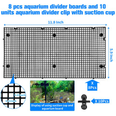 Weramics suction cups secure the divider for stable, adjustable tank partitions.