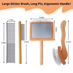 Werduoland long-pin slicker brush closeup showing skin-safe pins for comfort