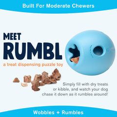 WEST PAW Rumbl Aqua Blue Small – treat-dispensing design for slow feeding