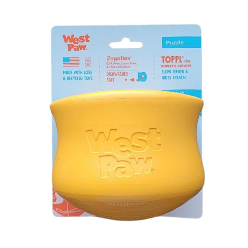 WEST PAW Toppl XL sunflowers-yellow exterior invites slow feeding playtime.