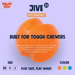 WEST PAW Zogoflex Jive Ball with unpredictable bounce for interactive play.