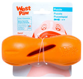 West Paw Zogoflex Qwizl front view shows a durable treat-dispensing dog toy for small dogs.