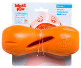 West Paw Zogoflex Qwizl large Tangerine front view demonstrates durable treat-dispensing design.