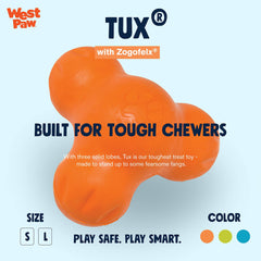 WEST PAW Zogoflex Tux durable chew toy withstands aggressive chewers for long-lasting fun.