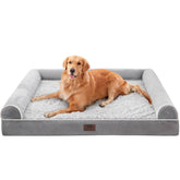 WESTERN HOME large gray dog bed with bolstered side pillow for secure lounging.