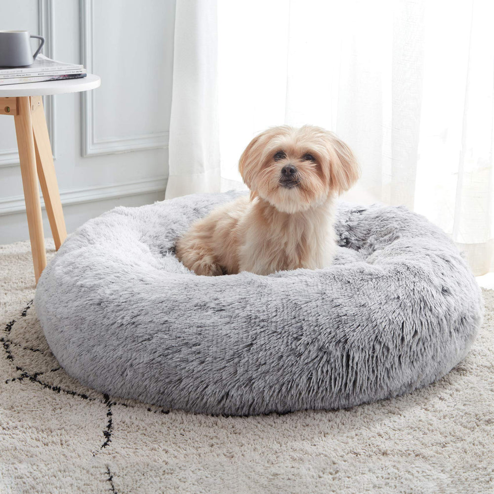 Western Home WH calming bed round donut gray for curling pets offering cozy support.