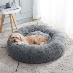 WESTERN HOME WH Calming Donut Cuddler outer view shows plush faux fur comfort.