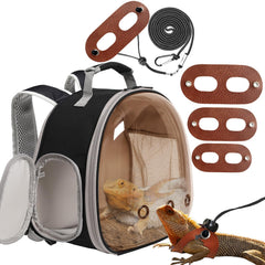 WEVONIGU bearded dragon backpack bubble window offers easy monitoring during travel.