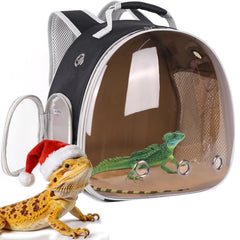 WEVONIGU bearded dragon backpack with bubble window provides clear view and light protection