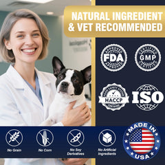 WEYILL bottle back view highlighting ingredients for sensitive pups.