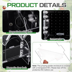 Weysat jumping spider enclosure side view highlighting durable acrylic and lightweight handling.