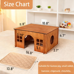 WHEARTED wooden guinea pig hideout side panel showcases durable, easy-to-clean build.