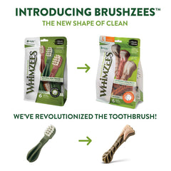 Whimzees Large Brushzees texture closeup highlights vegetable-based design for cleaning teeth.