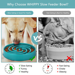 WHIPPY green slow-feeder maze bowl with diameter 9.64 inches fits large dogs.