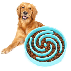 WHIPPY Slow Feeder Large Dog Bowl blue front view helps slow eating for safer, calmer meals