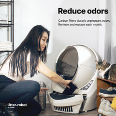 Whisker Litter-Robot 3 waste-drawer filter attachment demonstrates easy replacement.