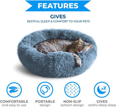 Whiskers & Friends cat bed donut design encourages curling and nesting.