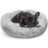 Whiskers & Friends 20in cat bed top view offers plush surface for cozy naps.