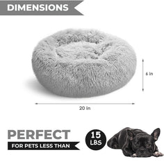 Whiskers & Friends 23in donut dog bed side view supports head and neck comfort.