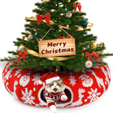 Whmayai cat tunnel around Christmas tree skirt protects your tree while inviting safe feline play
