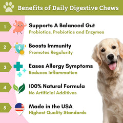 Wholistic Digest-All Plus dog enjoying chew demonstrates easy daily use