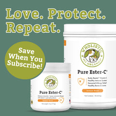 Wholistic Pet Organics Ester-C powder scoop for easy daily allergy relief