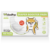 WICKEDPUP dog diaper liner packaging showcases 100 count box for easy refills.