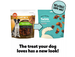 Wiggles Wags Chicken Apple Twists closeup treat to entice eager chewers