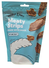 Wiggles & Wags duck soft-chewy strip bag open for quick rewards