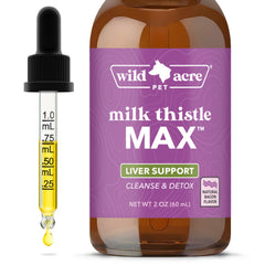 Wild Acre Milk Thistle for Dogs bottle front showing liver-support packaging